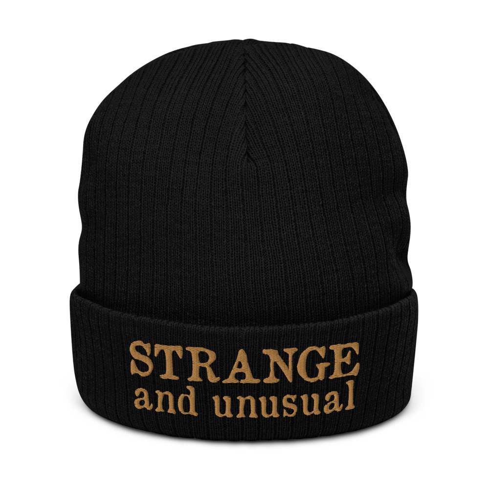Featured image for “Strange and Unusual - Recycled cuffed beanie”