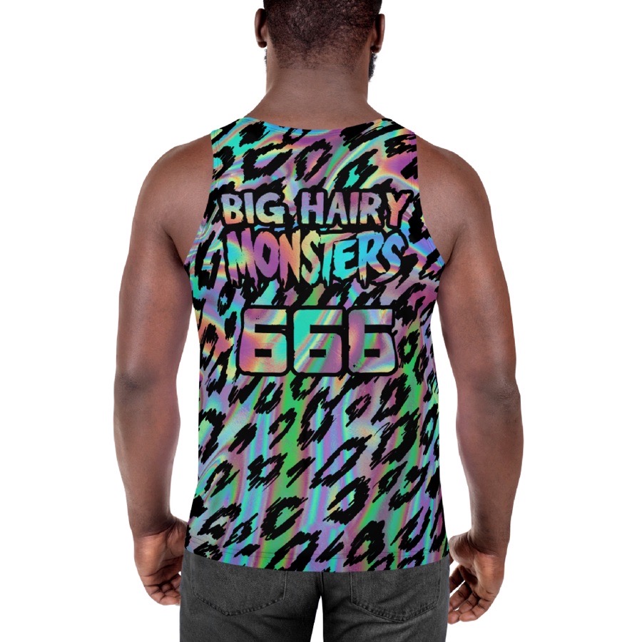 Featured image for “Big hairy monsters rainbow chaos - Unisex Tank Top”