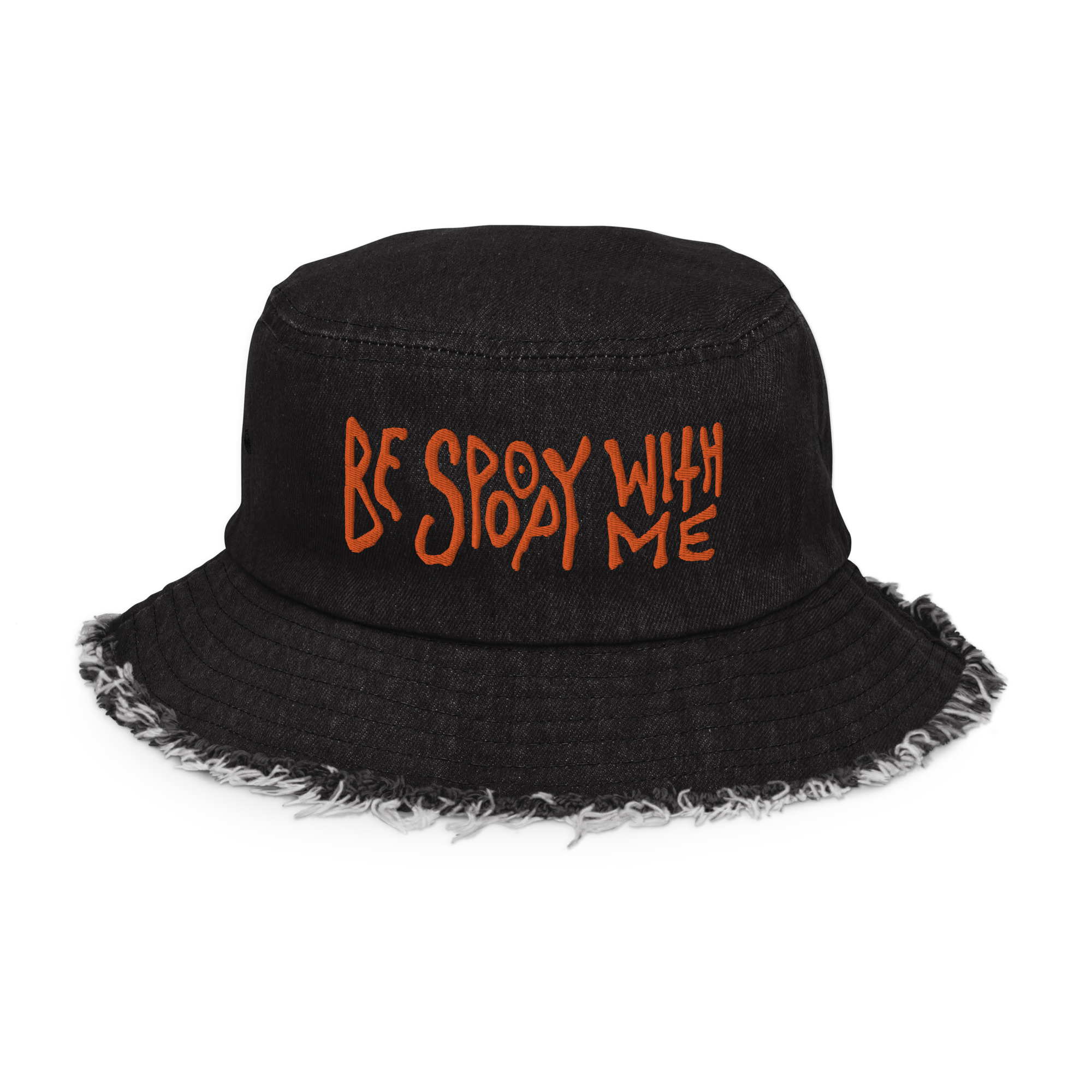 Featured image for “Be Spoopy with me - Distressed denim bucket hat”