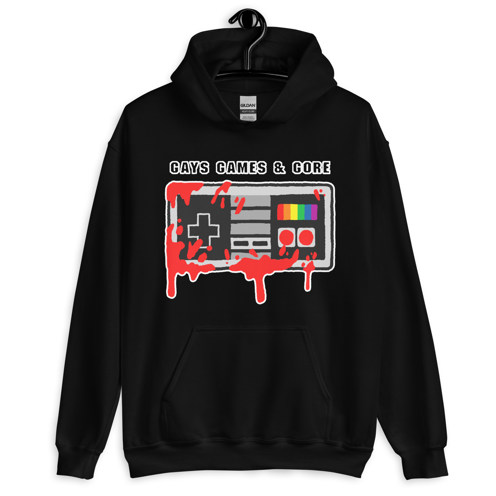 Featured image for “Gays Games & Gore - Unisex Gildan Hoodie”
