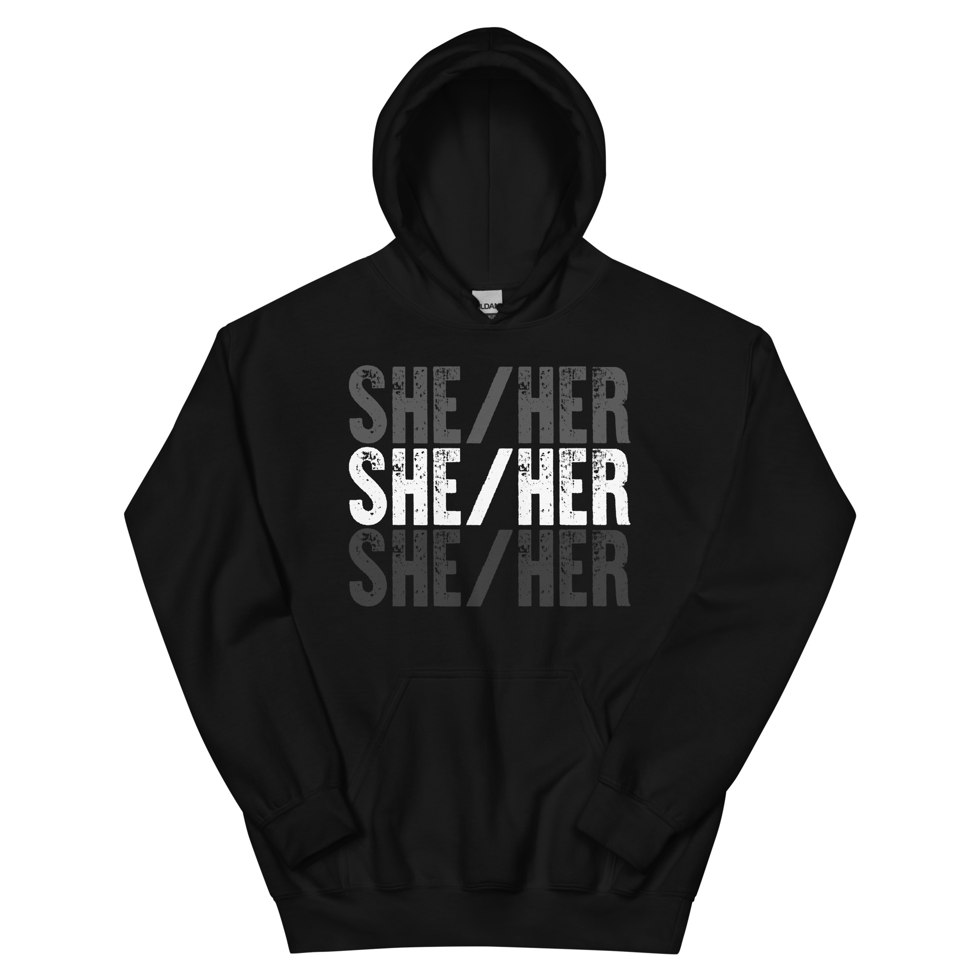 Featured image for “SHE / HER – Unisex Gildan Hoodie”