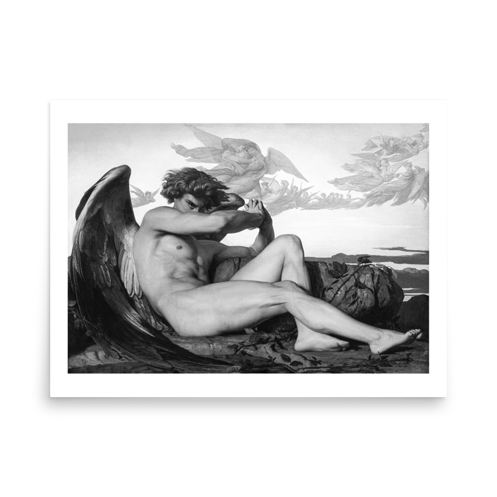 Featured image for “Fallen Angel ( Black & White ) ALEXANDRE CABANEL, 1847 - Poster print”