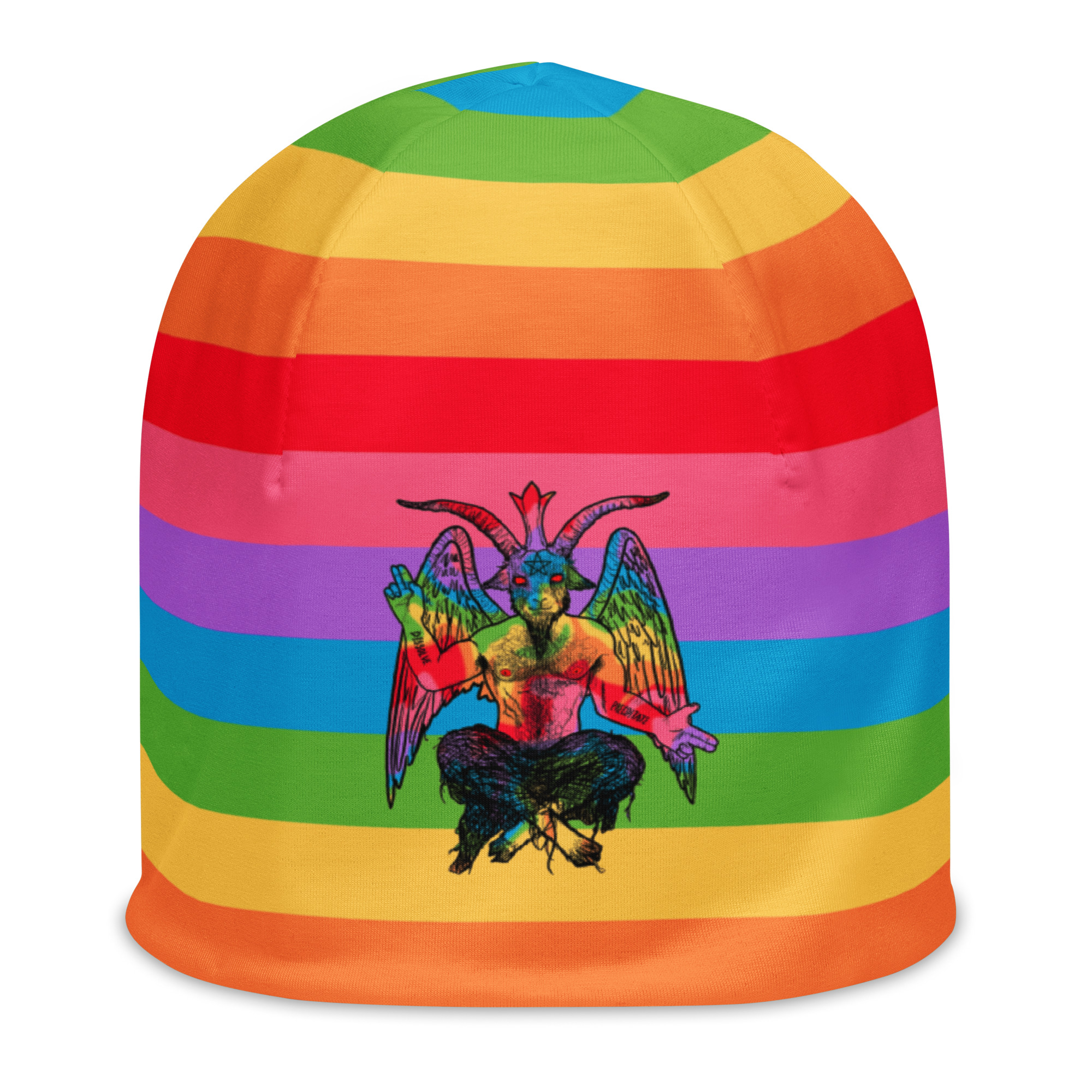 Featured image for “Baphomet Rainbow pride - All-Over Print Beanie”