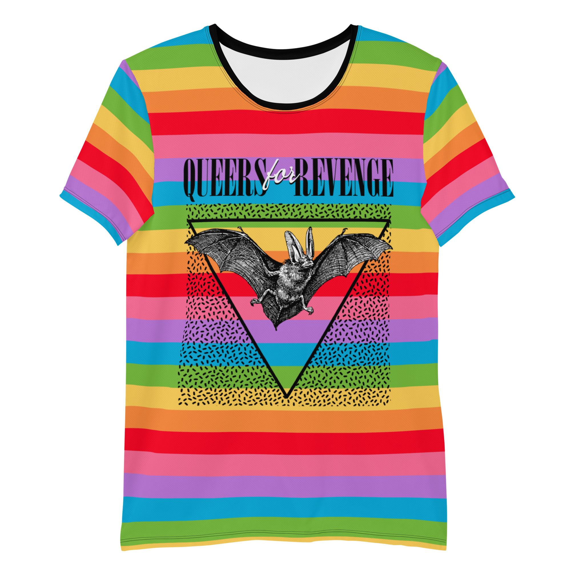 Featured image for “Queers for Revenge Rainbow Pride - All-Over Print Men's Athletic T-shirt”