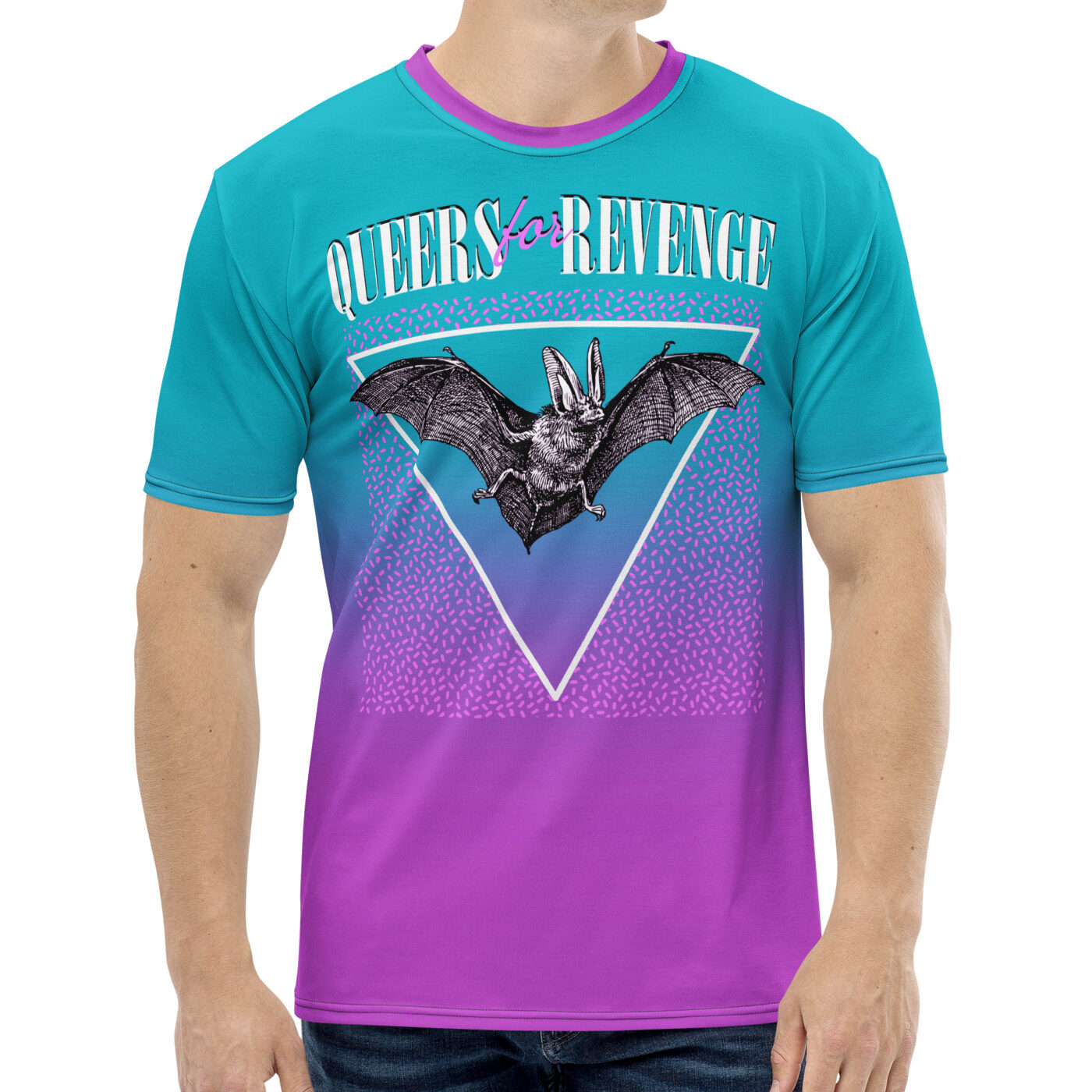 Featured image for “Queers for Revenge teal 90s - Men's t-shirt”