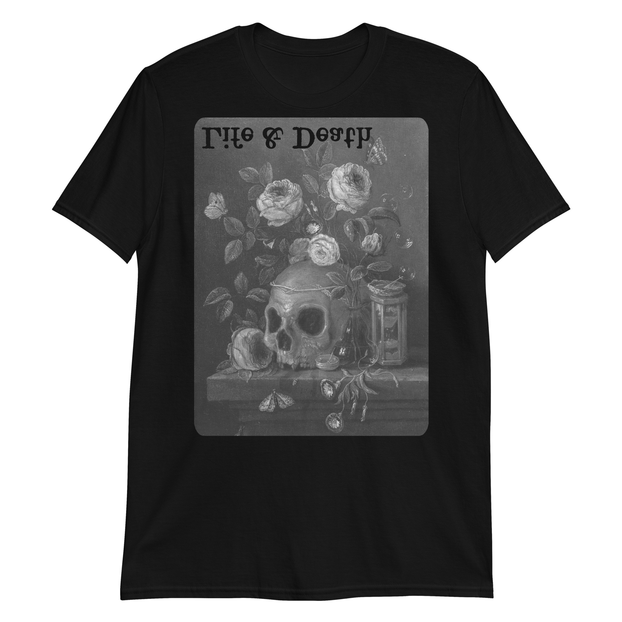 Featured image for “Life and Death skull vanitas - Short-Sleeve Unisex Gildan T-Shirt”